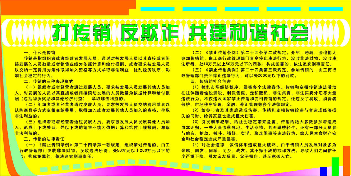745海报印制展板写真喷绘贴纸206打传销反欺诈共建和谐社会宣传栏