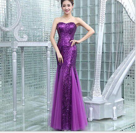 Strapless dresses Lace fish tail Mopping the floor Solid Sequins Maxi Dress bride host Toast evening dress sexyin the Women's clothing/Boutique , Wedding/Cheongsam/Formal dress , Formal dress/Evening  category - from Buy2taobao.com to provide professional Taobao agent buy service