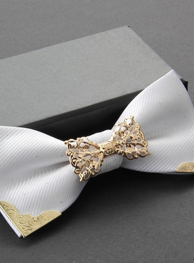 纯白色金属领结 男女士商务正装结婚蝴蝶结 韩版休闲bow tie煲呔