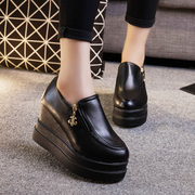 Autumn in Europe and America the new platform shoes Harajuku thick waterproof casual shoes black wedges shoes women's shoes at the end of the tide