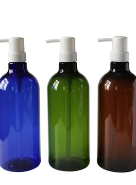 1000ml韩式棕色洗发水瓶1L大容量分装瓶塑料空瓶圆形绿色