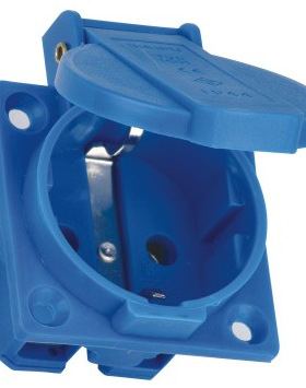 威浦电器  IP44 欧式插座 2极带保护触头 Typ 1601 蓝色