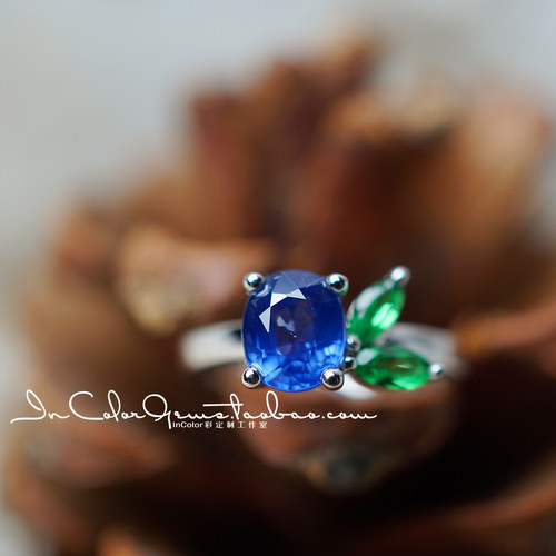 天然k金镶嵌蓝宝石戒指定制