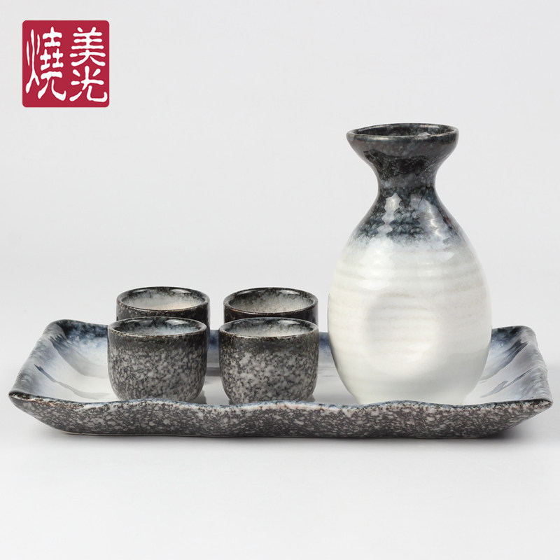 日韩式陶瓷清酒壶酒杯 家用小酒瓶酒盅 出口日本粗陶礼品酒具套装