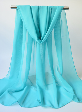 韩版新款纯色雪纺仿真丝巾160*50女长款薄纱巾外贸围巾现货包mb