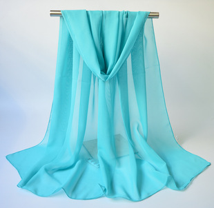 韩版新款纯色雪纺仿真丝巾160*50女长款薄纱巾外贸围巾现货包mb