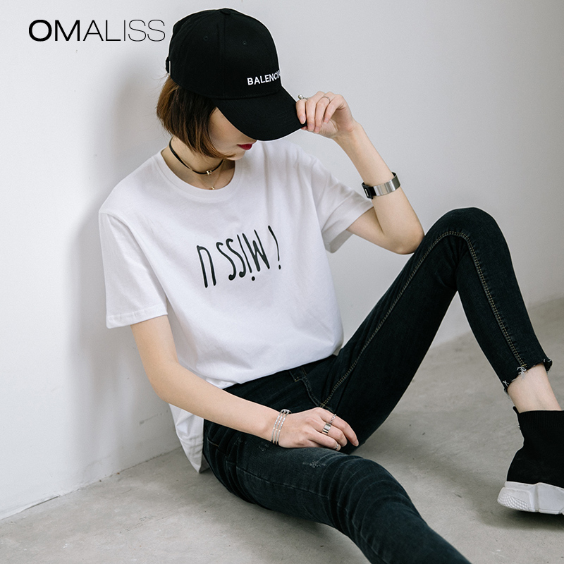 志明与春娇Imissyou情侣款t恤女短袖chic印花宽