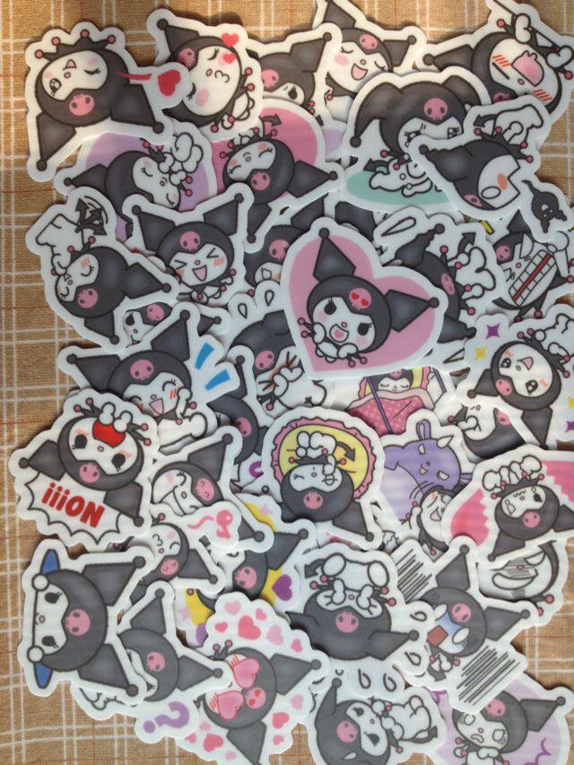 kuromi 01自制line贴图 手帐手机相册装饰贴纸 不留胶 40枚 z 132