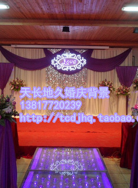 新款婚庆背景纱幔幕布帷 三联复试 豪华婚礼场景装饰布置道具