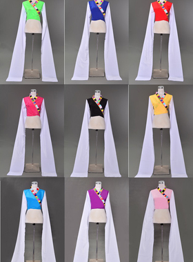 藏族舞蹈水袖练习服古典舞蹈水袖练功服藏族连体水袖少儿童水袖子