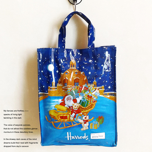 Harrods购物袋防水袋可爱卡通饭盒袋茶壶包手拎包圣诞熊礼物环保