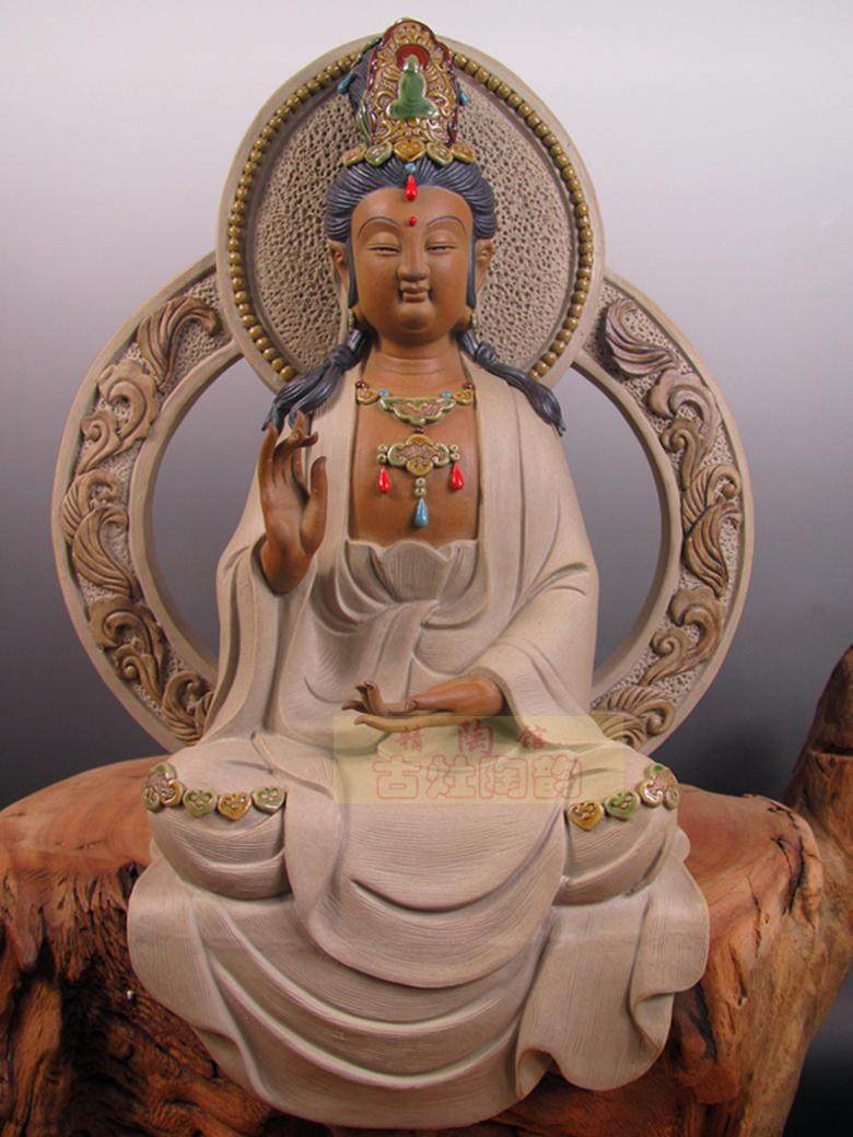 陶瓷工艺品石湾公仔家居装饰品礼品招财佛像摆件新德王观音