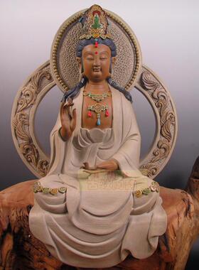 石湾公仔新德王观音陶瓷工艺品