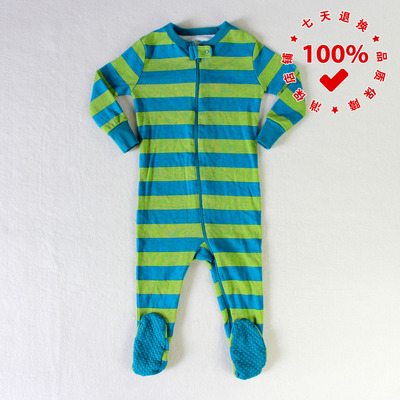 婴儿条纹OLDNAVY拉链哈衣纯棉