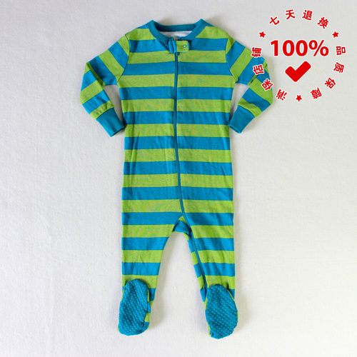 婴儿条纹OLDNAVY拉链哈衣纯棉