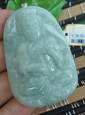 90801正品实拍 实物拍 缅甸天然A货翡翠站立玉观音吊坠56MM