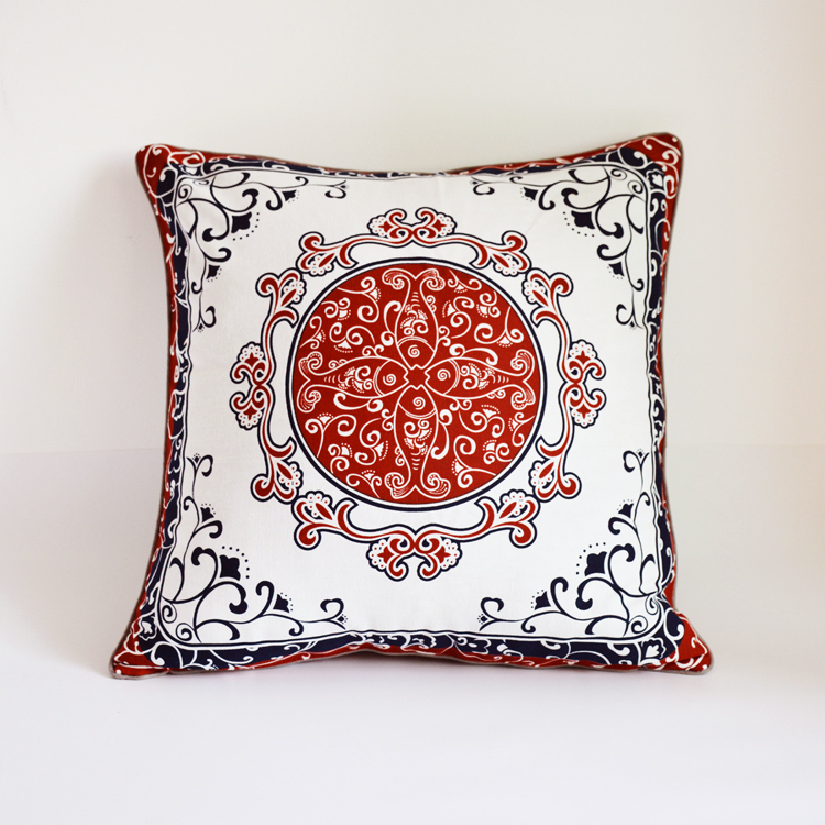 布络品牌中式布艺印染国风抱枕 套纯棉水洗棉靠垫 环保（花之恋）