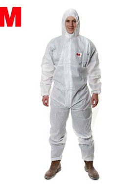 3M 4515   4510白色带帽连体防护服 防护颗粒物及液体有限喷溅