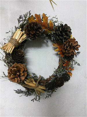 zakka森林风全天然藤圈壁饰松果