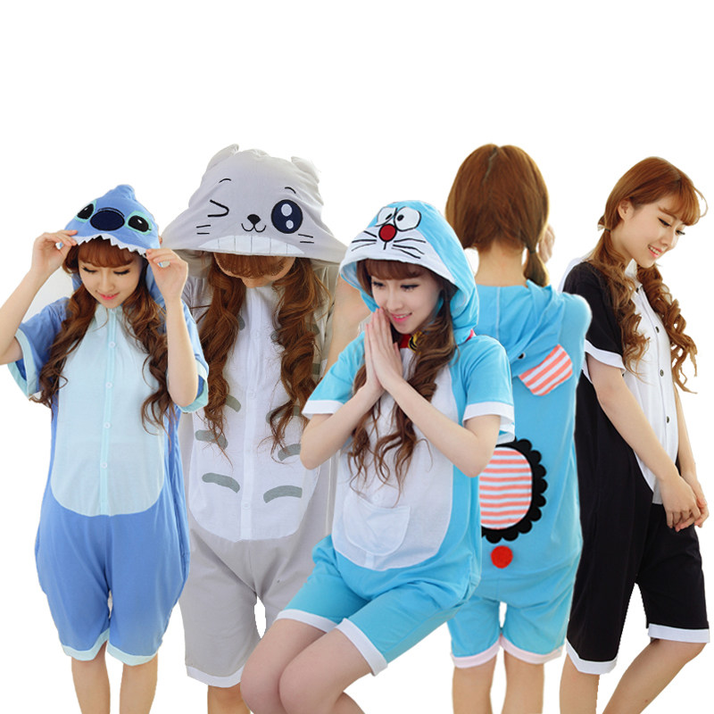 亲子装夏季母女装动物卡通连体睡衣男童女童纯棉家居服儿童短袖