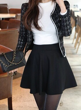 春秋新款2018女半身短裙子蓬蓬裙伞裙百褶大码太阳裙打底韩版