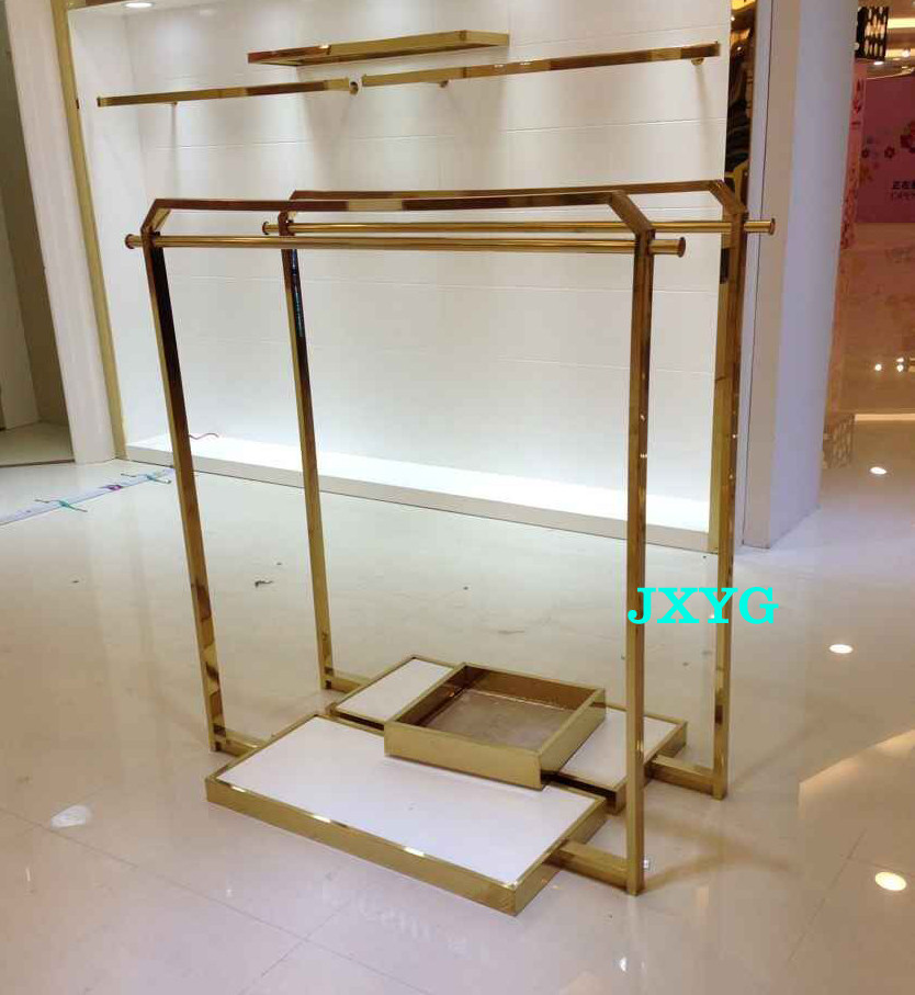 香槟金中岛架 服装展示架 陈列架 服装道具 服装店铺装修货架定制