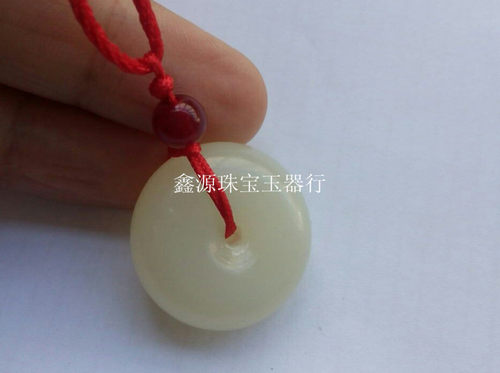 平安扣新疆昆仑羊脂毛衣链玉坠