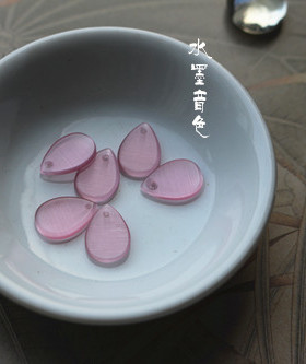 水墨音色/发簪配件 cos/DIY材料　10*14mm仿玉石猫眼石水滴花瓣