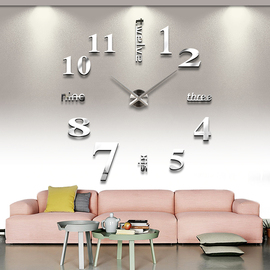 欧式客厅简约大挂钟表，3d立体diy创意艺术，墙贴钟表免打孔装饰时钟