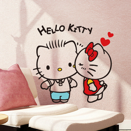 hello kitty凯蒂猫可爱卡通女孩生卧室温馨客厅玻璃防水墙贴纸画