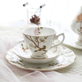 英式下午茶骨瓷咖啡杯碟套装茶具家用欧式套具陶瓷复古西餐牛排盘