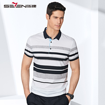 柒牌短袖t恤男 丝光棉2018夏季新款男士商务休
