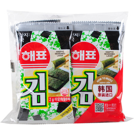 韩国进口海飘海牌即食海苔包饭寿司烤紫菜2g*8儿童零食新包装