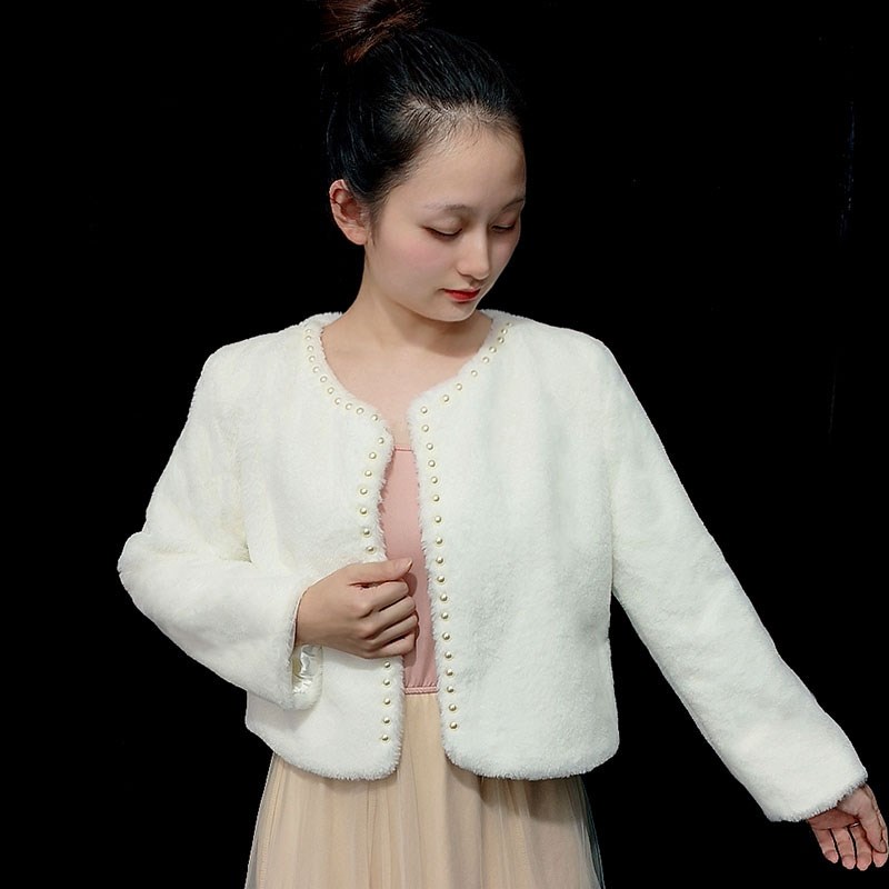 新娘长袖毛披肩婚纱礼服外披秋冬季旗袍结婚礼服伴娘外搭保暖