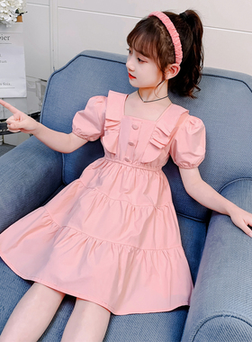 女童连衣裙夏季姐妹装四五六七八十岁小女孩全棉公主裙子紫色洋气