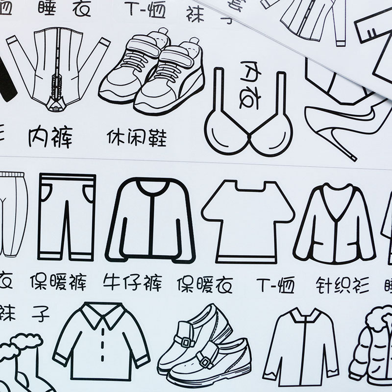 卡通衣服物品日i用品家用收纳箱衣柜装饰分类整理抽屉标签标识贴