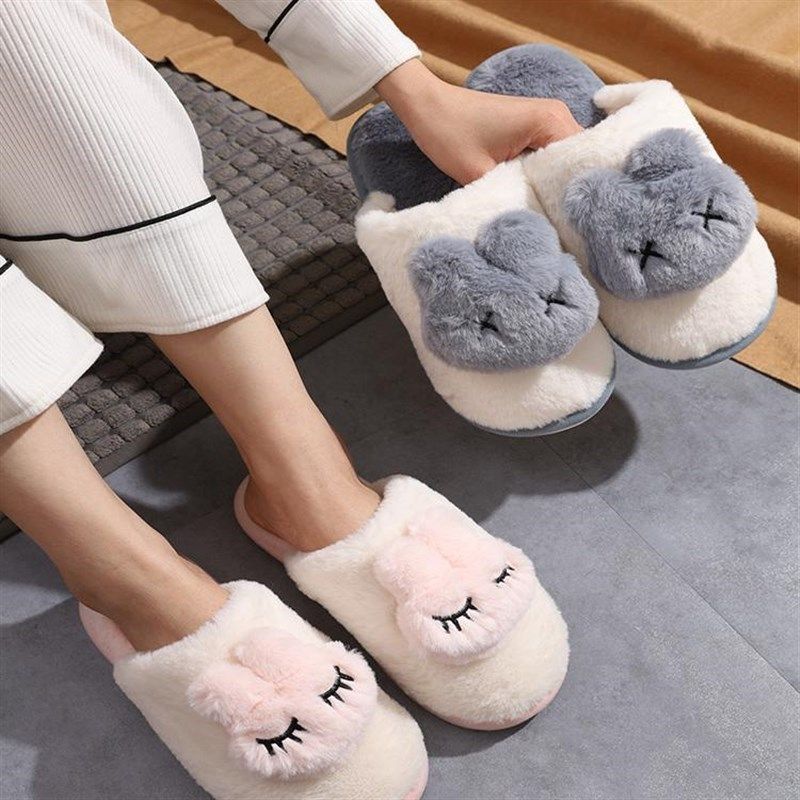 冬季棉拖鞋女士居家居室内保暖可爱防滑毛绒情侣男拖鞋家用软底