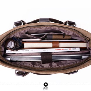 男士帆布文件手提公文包商务休闲工作上班通勤简约单肩斜挎袋子潮