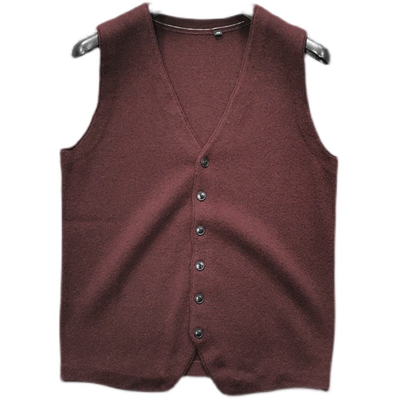 奢级市面少有 山羊绒绅士V领针织衫背心秋冬男士商务修身无袖毛衣