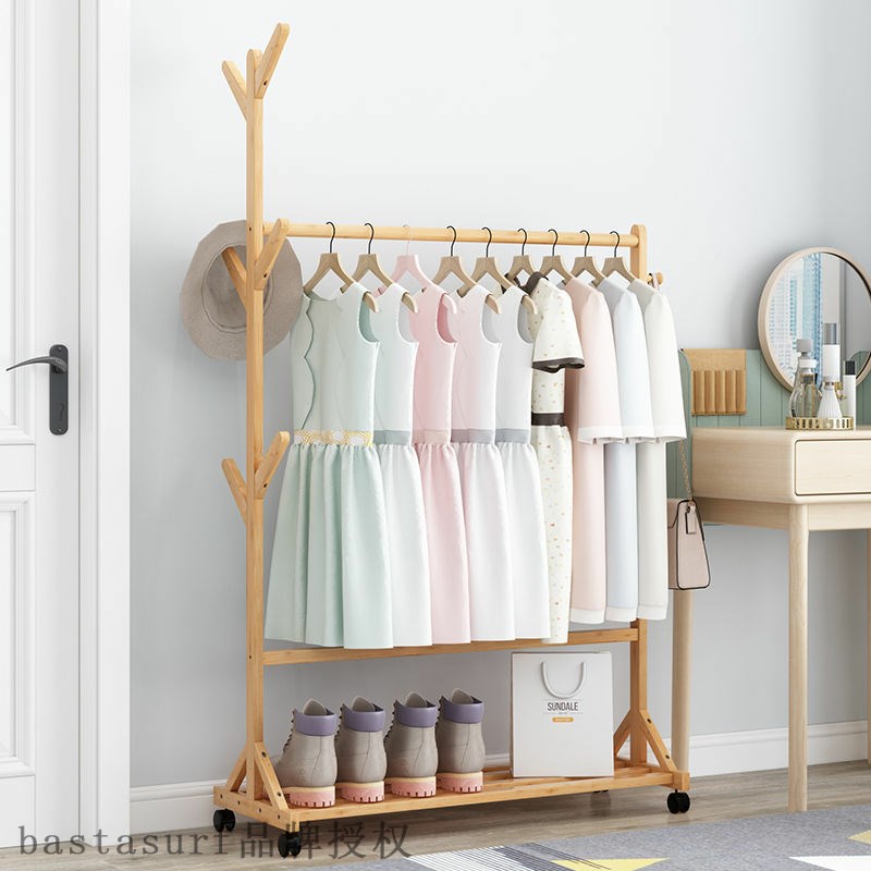 速发Clothes rack floor standing clothes pole simple househol