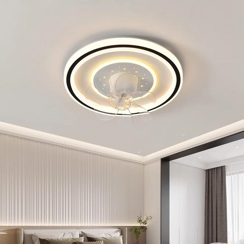 吸顶风扇灯一体超薄卧室吊扇灯后现代新款餐厅吊顶摇头电风扇吊灯