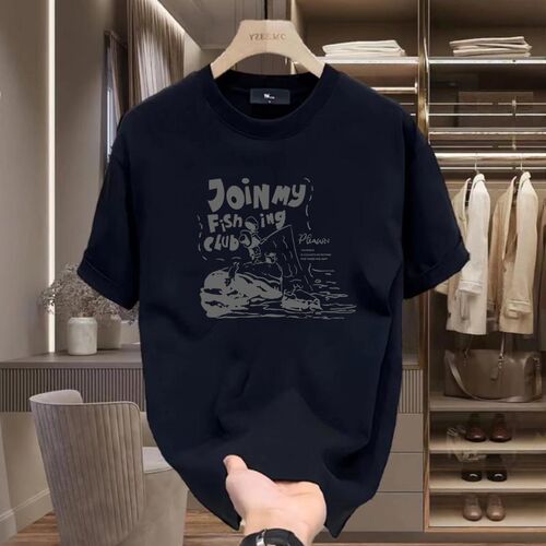 精工细作~夏季新款宽松圆领半截袖男潮流字母印花纯棉短袖