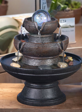 八方来财办d公室桌面流水喷泉摆件循环水风水轮造景观客厅家居装