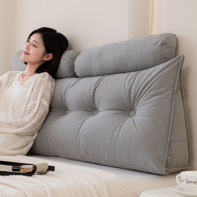 高级感三角床头靠枕大靠背可拆洗卧室床上护腰靠垫实木床防撞软包,居家布艺,床头靠垫,淘宝优惠券,粉丝福利购,淘宝优惠卷