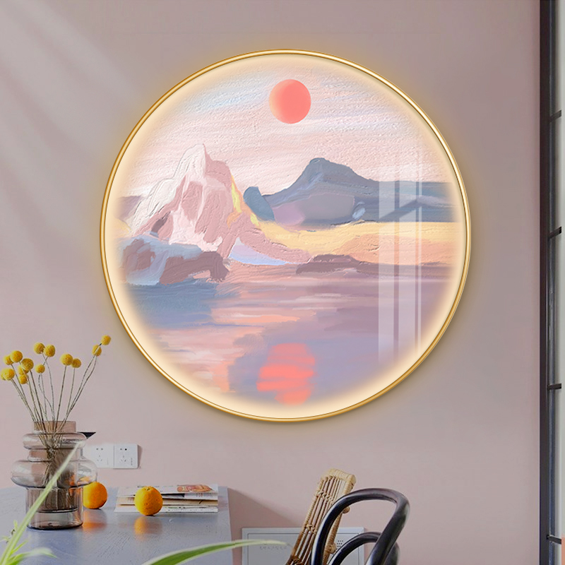 极速圆形装饰壁画氛围灯北欧风景艺术灯画客厅玄关画进门餐厅墙面图片