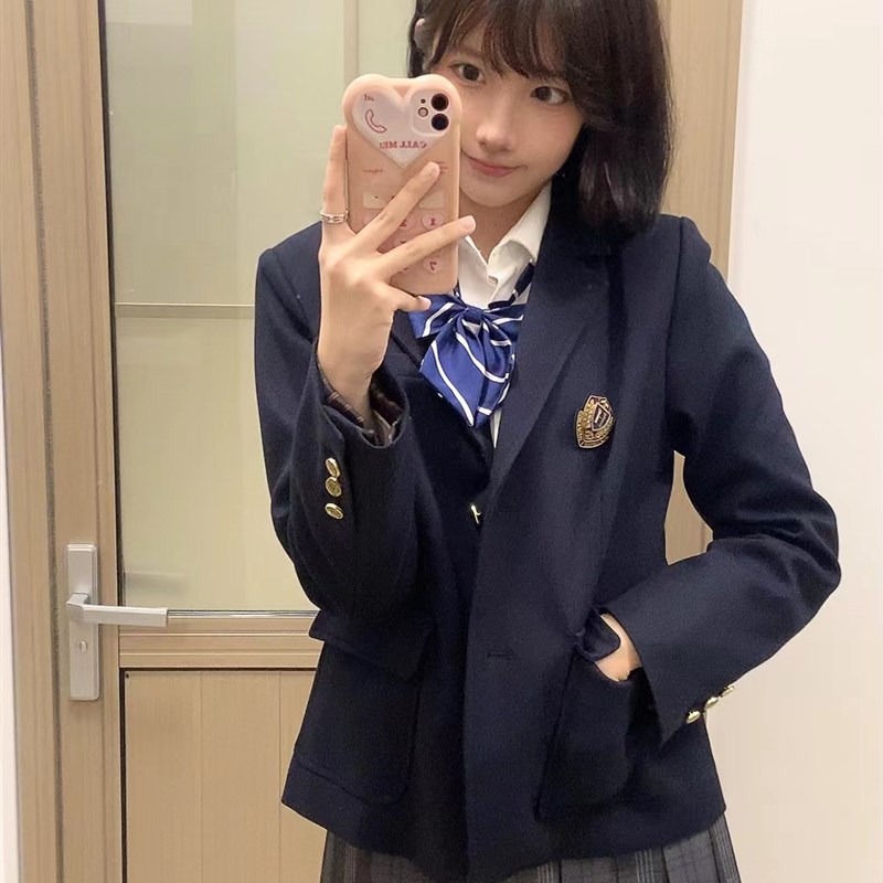 现货【东大高校】jk制服女西装外套小个子学院风校供收腰版盐渍青