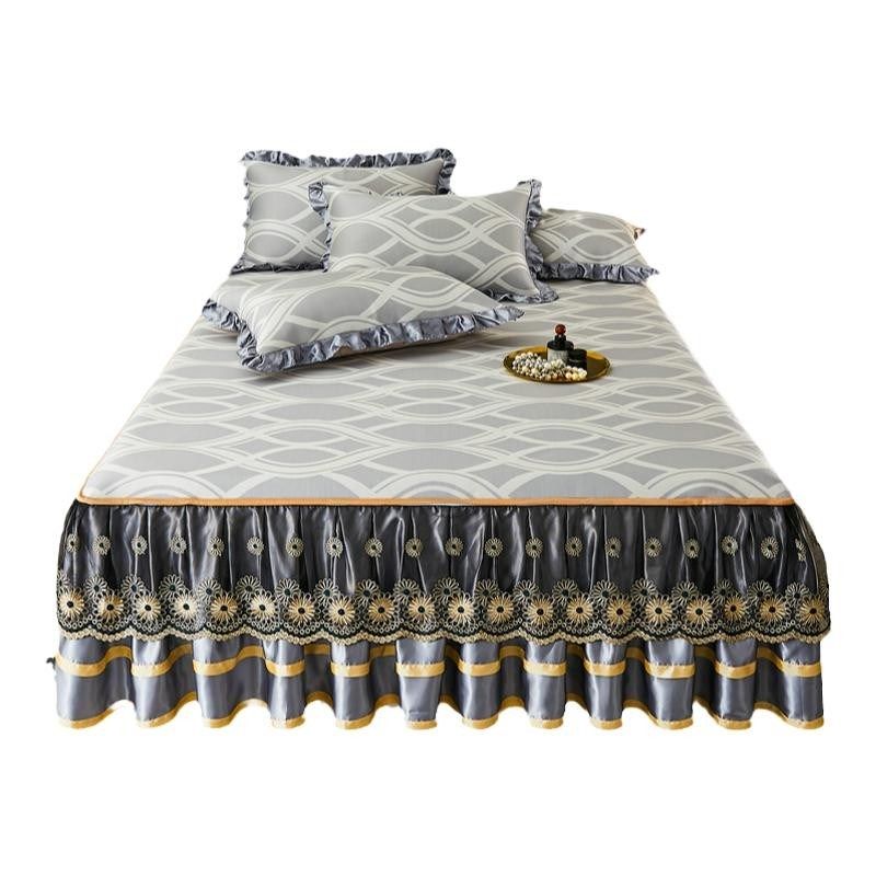 欧式凉感冰丝席床裙款三件套夏季可拆卸花边凉席夏天空调软席凉垫,床上用品,冰丝席,淘宝优惠券,粉丝福利购,淘宝优惠卷