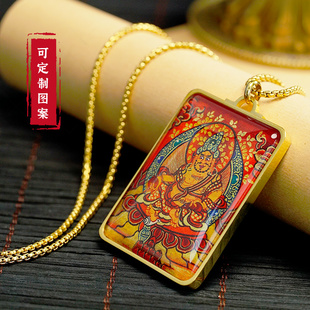 定制手绘描金唐卡金银两色藏传生肖本命唐卡牌吊坠可定图案10个起