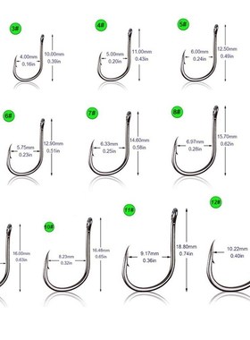 100pcs Fishing Hooks Set Carbon Steel Single Circle Fishhook