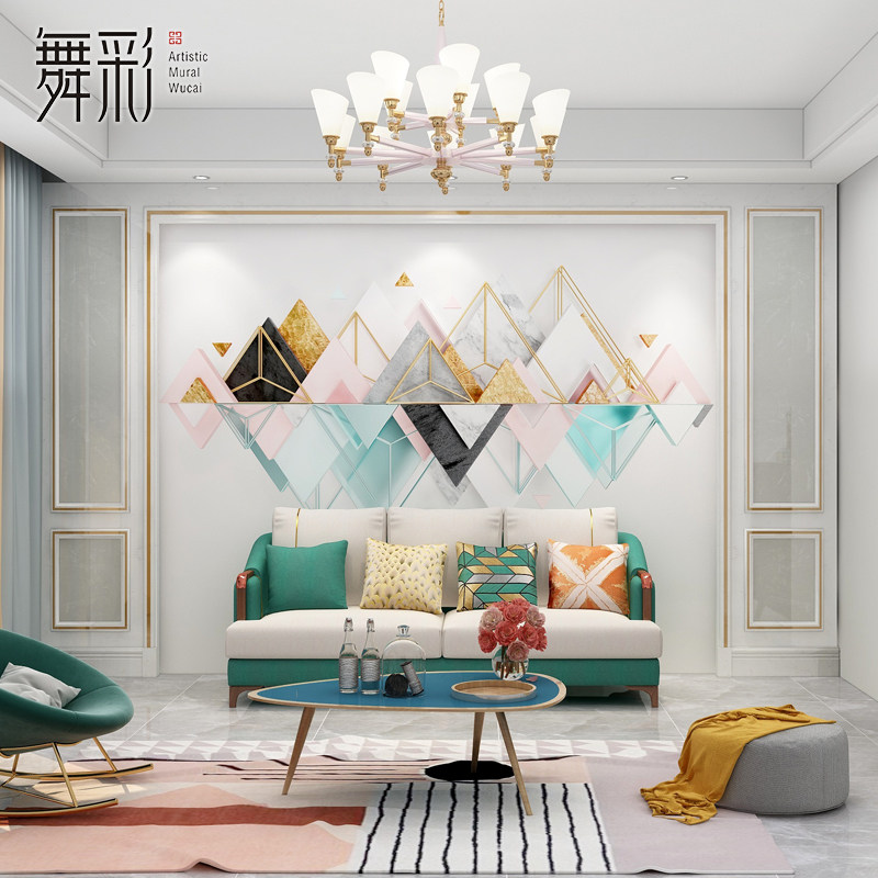 三角几何墙纸现代简约时尚线条背景墙壁纸客厅电视墙墙布床头壁画,家装主材,定制壁画,淘宝优惠券,粉丝福利购,淘宝优惠卷